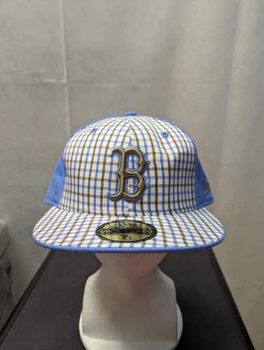 NWS Vintage Boston Red Sox New Era 59fifty Blue Bonnett Plaid 7 3/8 MLB MUSA