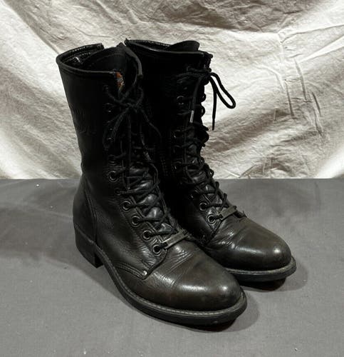 Harley-Davidson 98417 Black Leather 11" Side Zip Boots US Men's 9 EU 42 GREAT