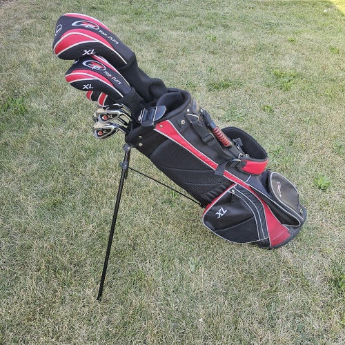 Top-Flite XL Complete Golf Set Black Red 10 Clubs With Bag Mens Standard