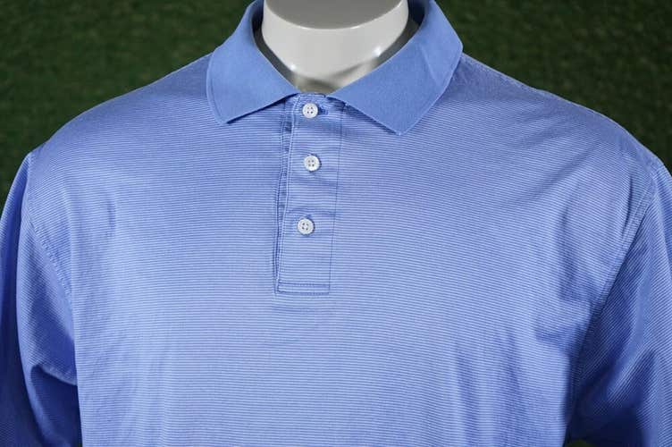 JACK NICKLAUS POLO GOLF SHIRT BLUE / WHITE STRIPED LARGE ~ L@@K!!