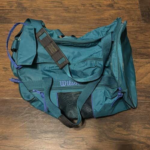 Vintage Wilson Sporting Goods Duffle Bag Teal Blue Purple Retro Gym Bag Carry On