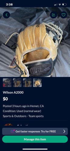 Infield 11.75" A2000 Baseball Glove