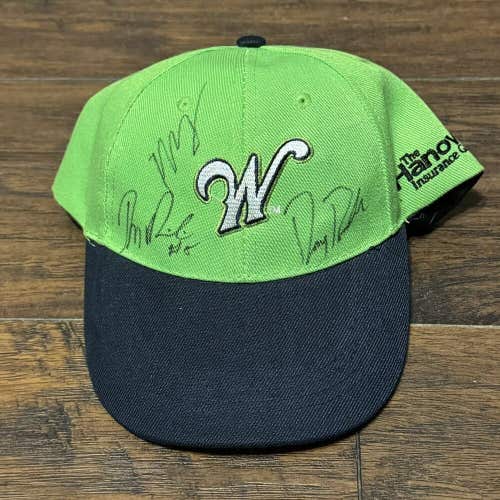 Worcester Bravehearts 3 Player Autographed Signed Summer Baseball Lime Green Hat