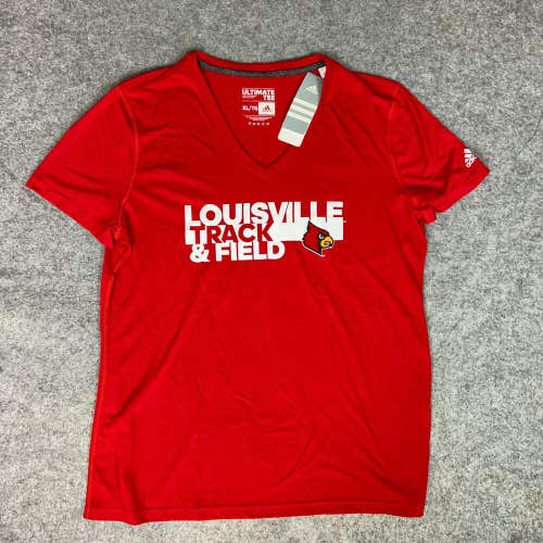 Louisville Cardinals Womens Shirt Extra Large Adidas Red White Tee T Univeristy