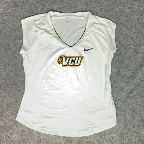 VCU Rams Womens Shirt Medium White Black Nike NCAA Basketball Dri Fit Top A1