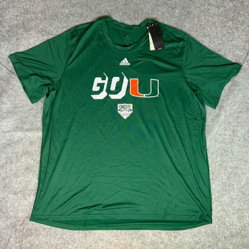 Miami Hurricanes Women Shirt 3XL XXXL Adidas Green Tee Short Sleeve Football NWT