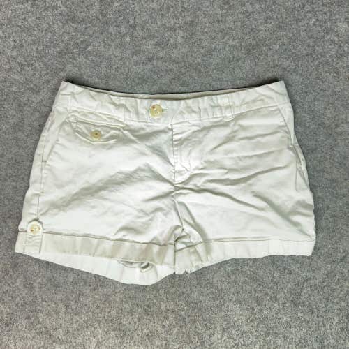 Banana Republic Womens Shorts 8 White Chino 3" Casual Martin Pockets Cuffed