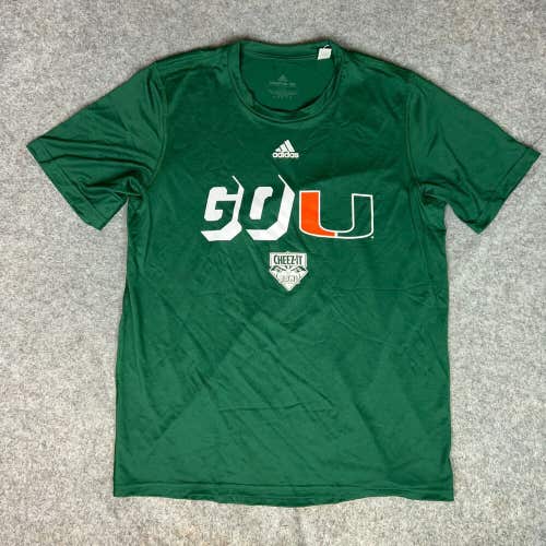 Miami Hurricanes Women Shirt Large Adidas Green Tee Short Sleeve Football NCAA