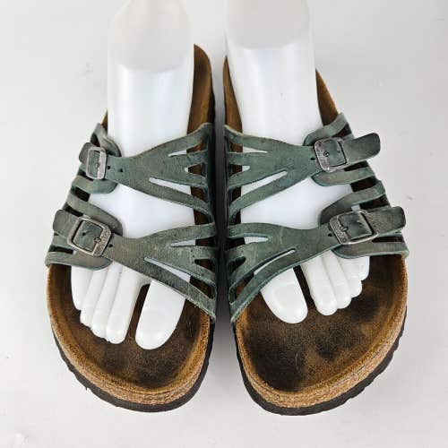 Birkenstock Granada Soft Footbed Sandal Green Leather Womens Size 42 / 11