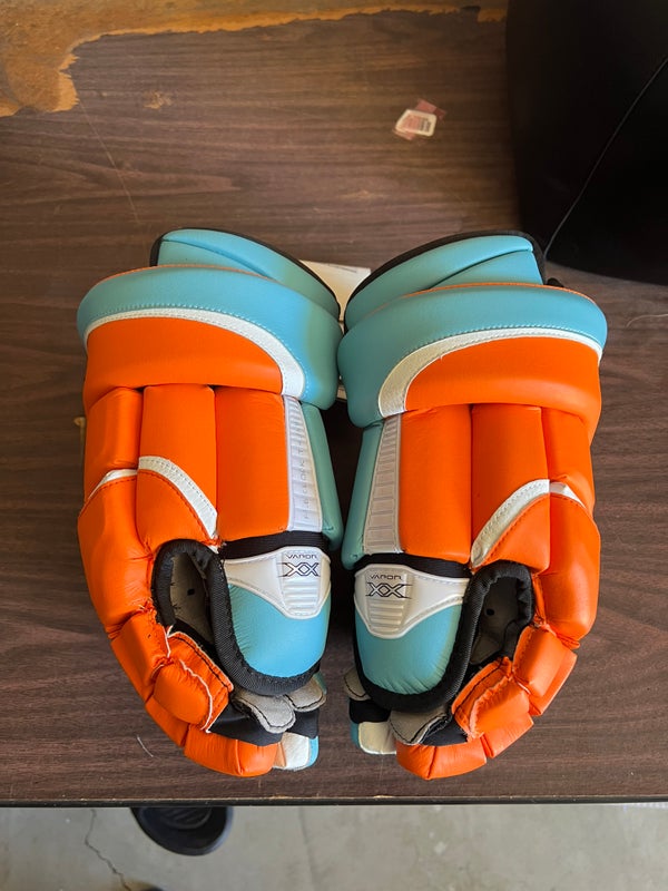 Nike Vintage Teal and Orange hockey gloves Size 14
