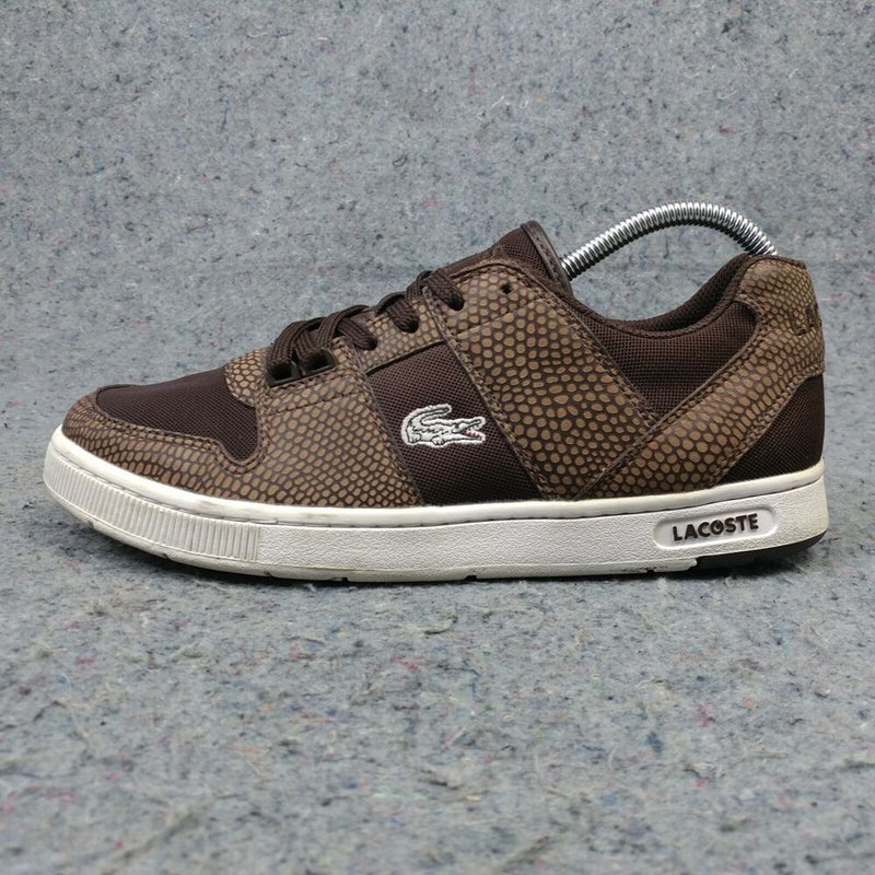 Lacoste Thrill Skin Mens Shoes Size 8 Animal Print Texture Brown Sneakers Low