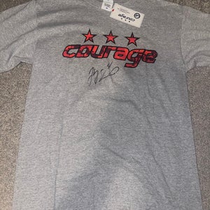 NEW WITH TAGS Washington Capitals John Erskine Signed Caps courage Gray Shirt M