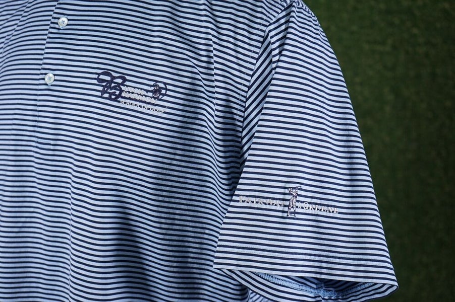 FAIRWAY & GREENE BUTCH HARMON SCHOOL OF GOLF POLO BLUE / BLUE STRIPED LARGE