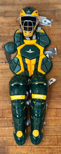 New All-Star CKCC1216S7X System 7 Axis Catcher's Set (Dark Green/Gold)