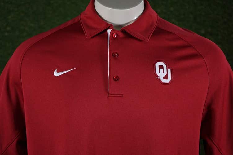 NIKE TEAM ISSUE OU OKLAHOMA SOONERS DRI-FIT POLO SHIRT MEN'S LARGE ~ L@@K!!