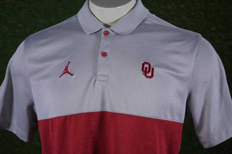 NIKE JORDAN AIR MAN OU OKLAHOMA SOONERS XII POLO SHIRT MEN'S LARGE, VGC ~ L@@K!!