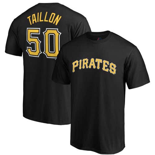 Majestic Pittsburgh Pirates #50 Taillon SS Cotton T-Shirt Men's S M XL Black