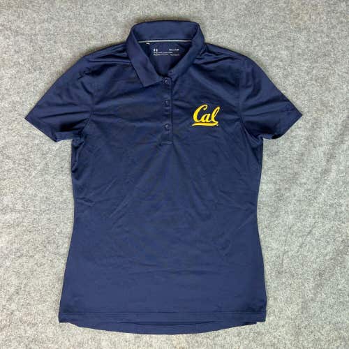 Cal Golden Bears Womens Shirt Small Under Armour Polo Navy Gold Short Sleeve Top