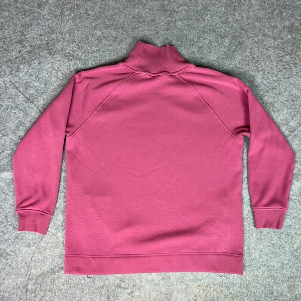 Athleta Womens Sweatshirt Large Pink Pullover Zip Sides Mock Neck