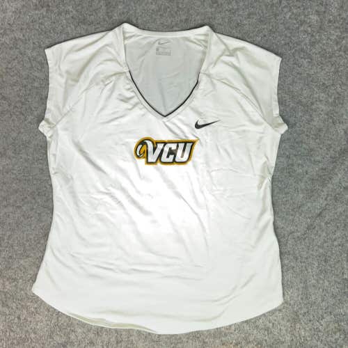 VCU Rams Womens Shirt Large White Black Nike NCAA Basketball Dri Fit Top Sport