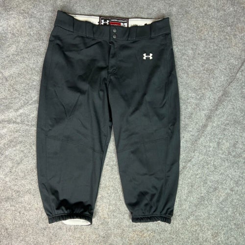 Under Armour Womens Pants Large Black White Softball Cropped Baseball Sports A4