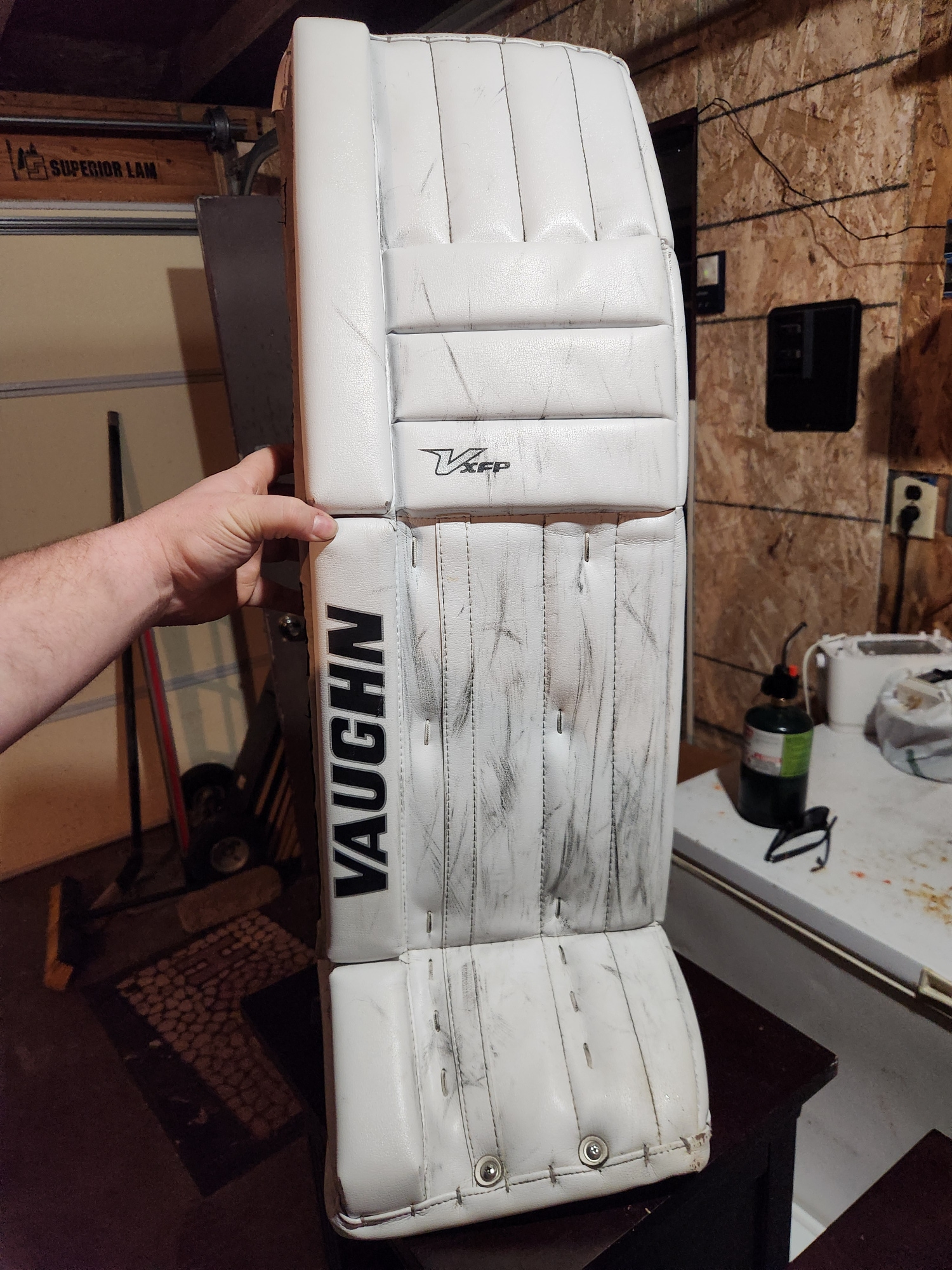 Used 34" Vaughn Velocity XFP Goalie Leg Pads