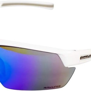 Rawlings Baseball Sunglasses for Adults - White Frame with Blue Mirrored Lens