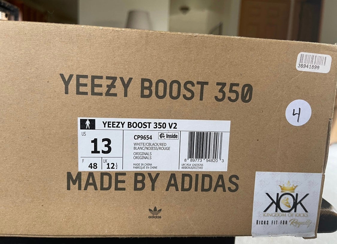 triple white yeezy size 13