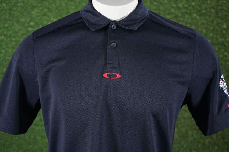 OAKLEY UNLV REBEL GOLF FOUNDATION MEDIUM BLACK SHIRT GOLF POLO VGC ~ L@@K!!