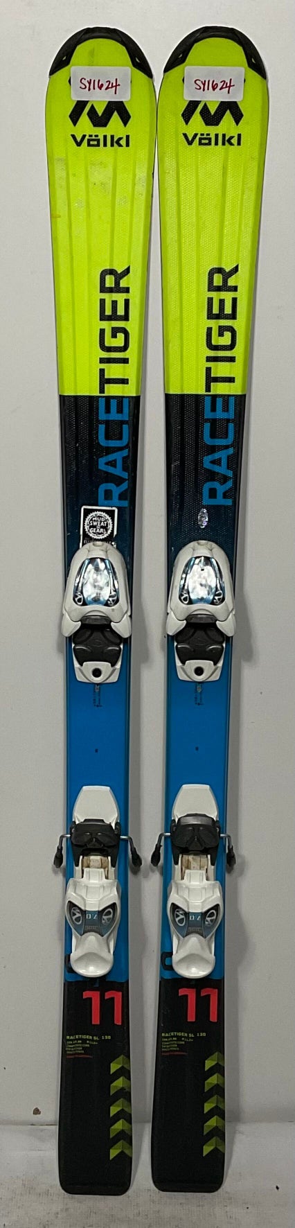 Used Kid's Volkl 130cm Racetiger SL Skis With Marker 7.0 Bindings (SY1624)