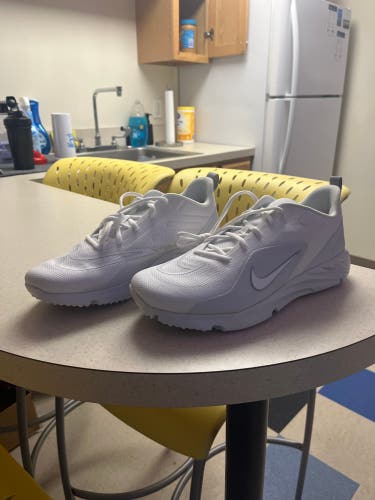 White New Size 12 (Women's 13) Nike Huarache 8 Pro Lacrosse Turf Shoes