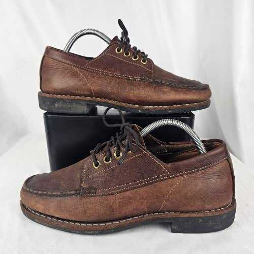 READ Orvis by Gokey Camp Shoes Moc Toe Vibram  Sole Bison Leather USA Mens 8-8.5