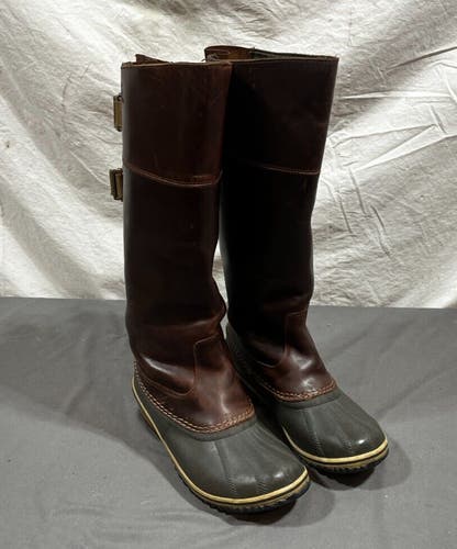 Sorel Slimpack II Tall Brown Leather Riding Boots US Women's 8.5 EU 39.5 GREAT