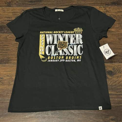 Boston Bruins 2023 NHL Winter Classic 47 Brand Short Sleeve Women Tee Shirt Sz L