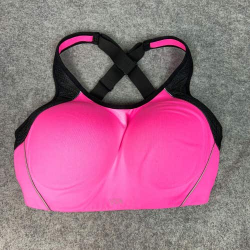 Victorias Secret Womens Sports Bra 34DD Ppink Black Pink Padded Crossback VSX