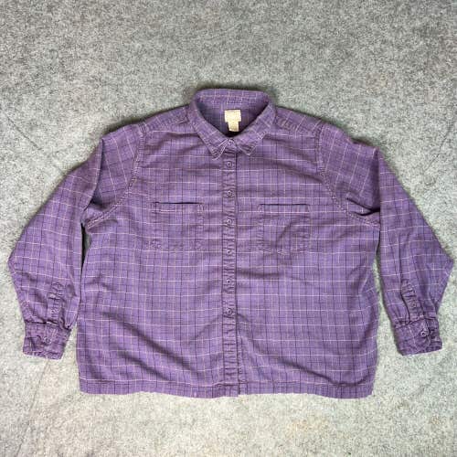 Gander Mountain Womens Shirt 3XL XXXL Flannel Purple Plaid Button Up Long Sleeve