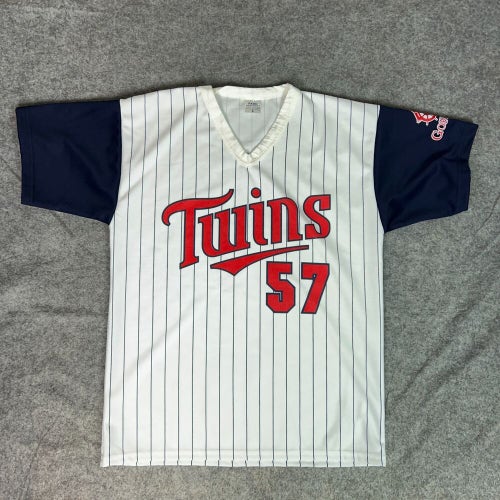 Minnesota Twins Mens Shirt Large White Navy Tee Jersey Johan Santana 57 Baseball