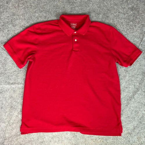 LL Bean Mens Shirt Large Tall Red Polo Short Sleeve Outdoor Solid Casual Cotton