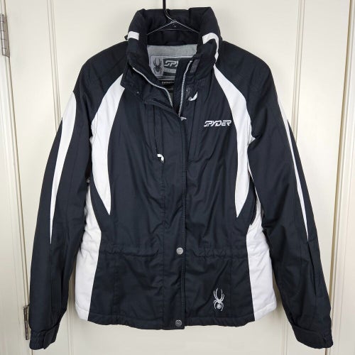 Spyder Thinsulate Winter Ski Jacket Coat Women's Size: 14 Black Hidden Hood