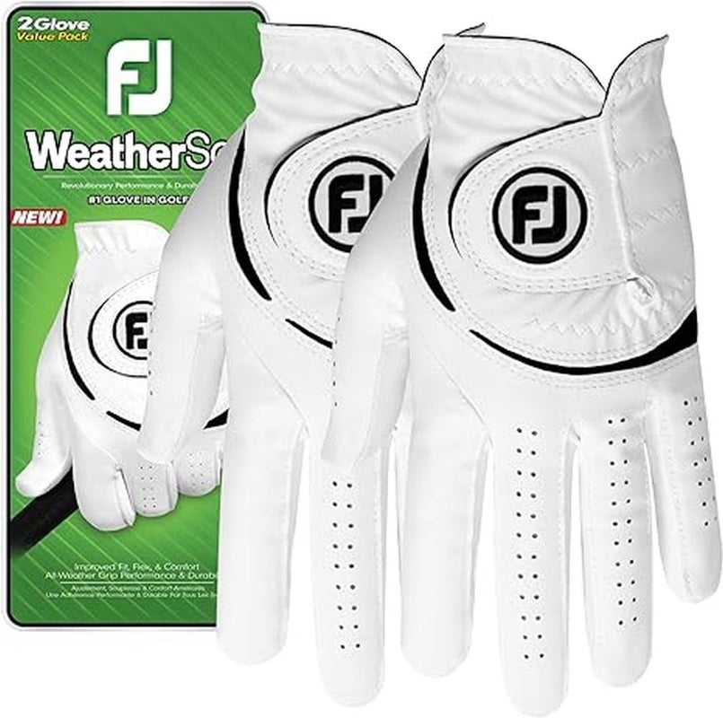 Footjoy WeatherSof Glove (White, Men's Cadet LEFT, 2 GLOVE VALUE PACK) 2023