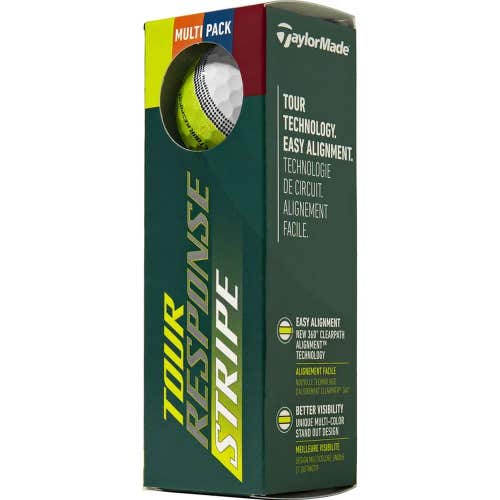 Taylor Made Tour Response Stripe Golf Balls (Multi Pack, 3pk)  1 Sleeve 2022 NEW