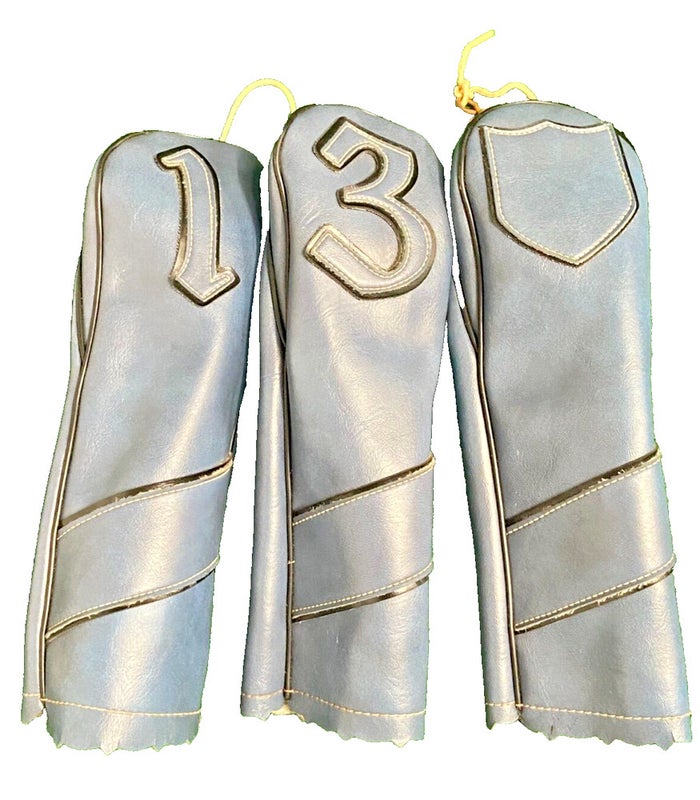 Leather Golf Wood Headcovers Set Of 3 Unbranded 1, 3, X In Nice Condition