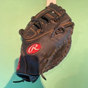 Black Used Kid Pitch (9YO-13YO) Rawlings Renegade Right Hand Throw First Base Baseball Glove 11.5"