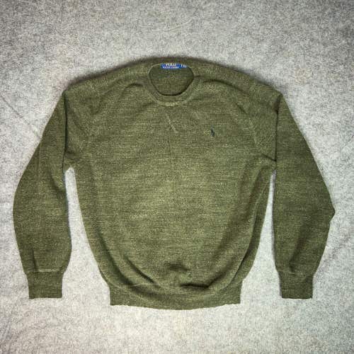 Polo Ralph Lauren Mens Sweater Large Green Black Pony Pullover Heather Logo Top