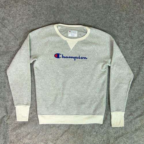 Champion Mens Sweatshirt Extra Large Gray Crew Neck Pullover Logo Spellout Top