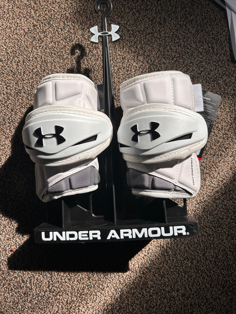 New Under Armour Command Pro 3 Arm Pads White LAX LACROSSE