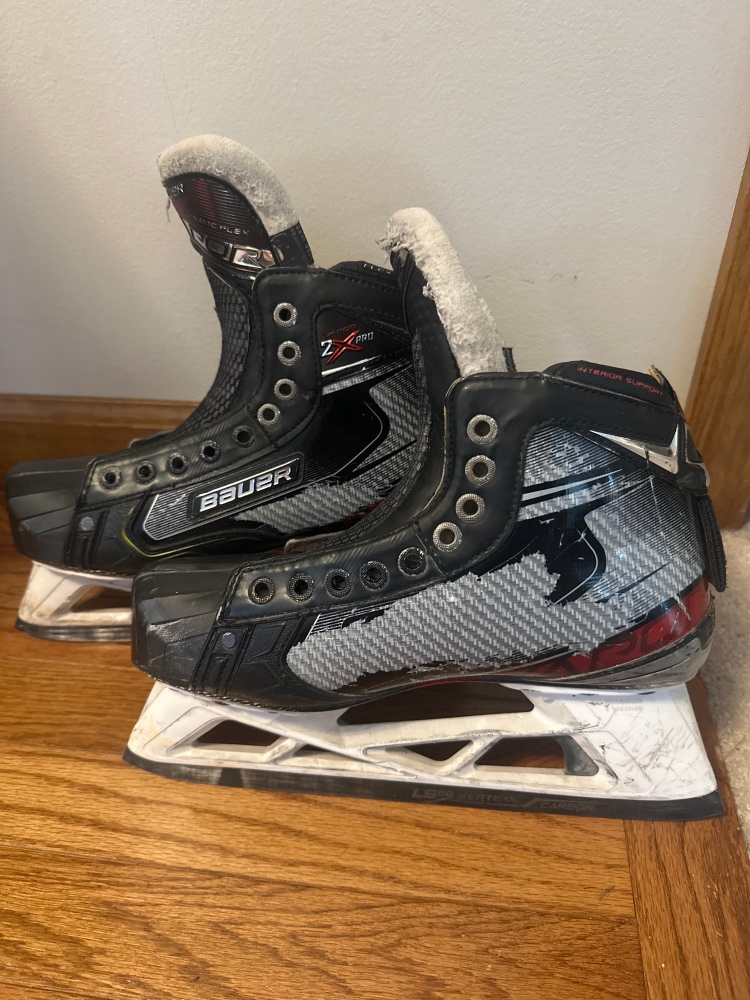 Used Bauer Regular Width 8.5 Vapor 2X Pro Hockey Goalie Skates With Brand New Steel