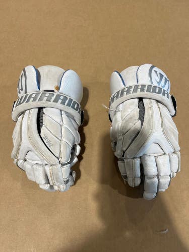 White Used Warrior Evo Lacrosse Gloves 12"
