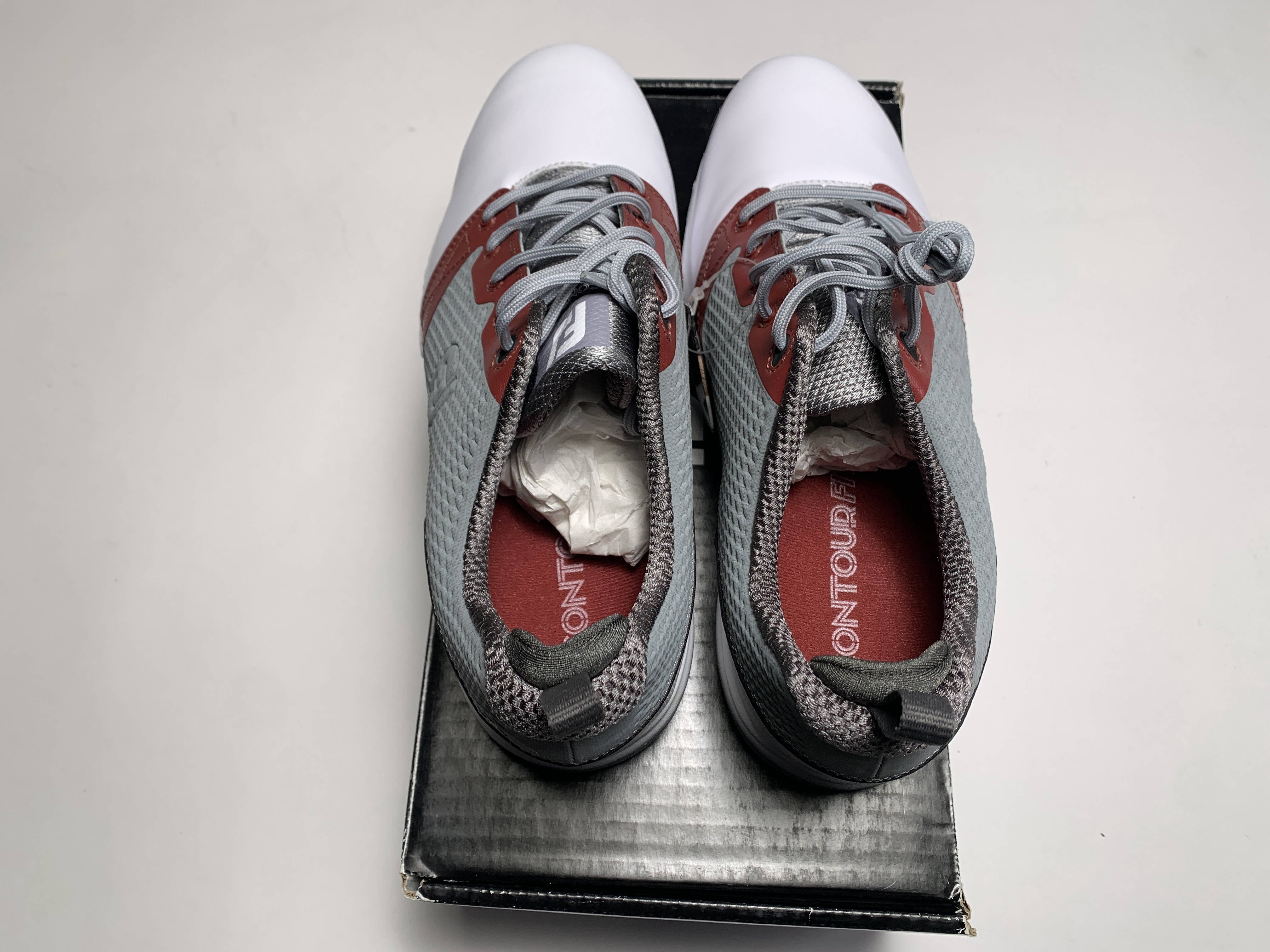 Footjoy FJ Contour Fit Golf Shoes White Gray Burgundy Men