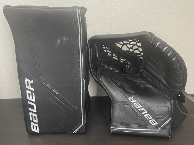 Used Bauer M5 Pro Goalie Glove and Blocker Set Great Condition! Black Intermediate
